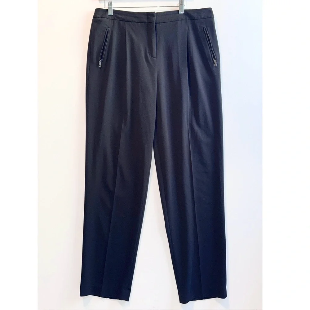 BCBGMaxAzria Drake High Rise Pleated Trousers Black Sz Large Corpcore MobWife